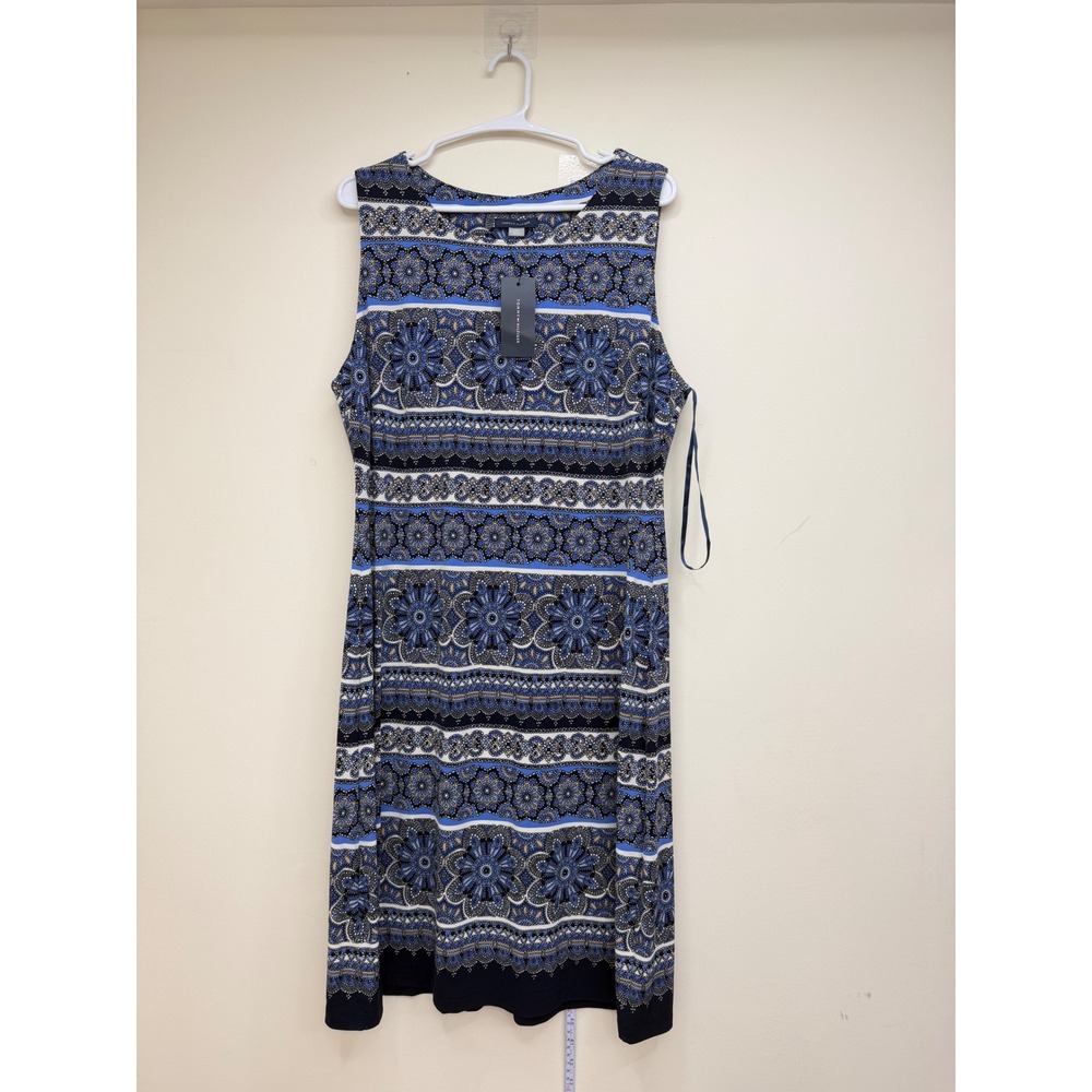 Tommy Hilfiger Sheath Dress Women 14 New Blue Medallion Geometric Print
